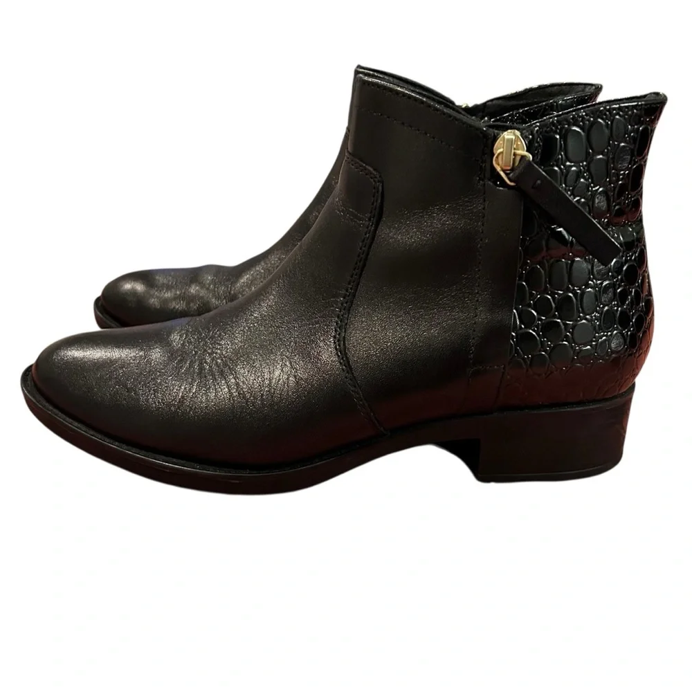 Geox Felicity black leather ankle boot sz 7.5 US or 38 EU